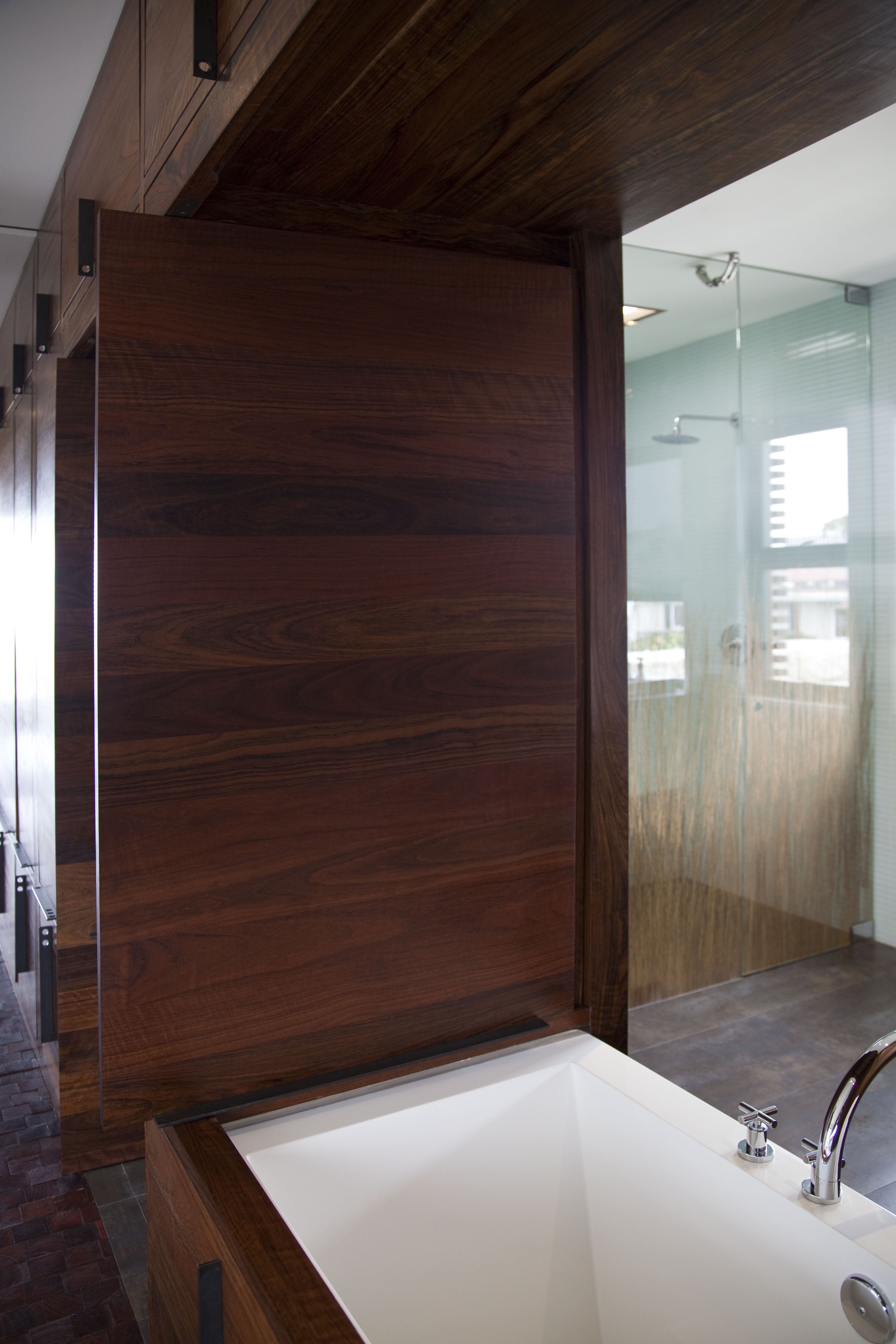 Cottage-style built-in bathroom cabinetry with painted finish and premium hardware, Laguna Beach