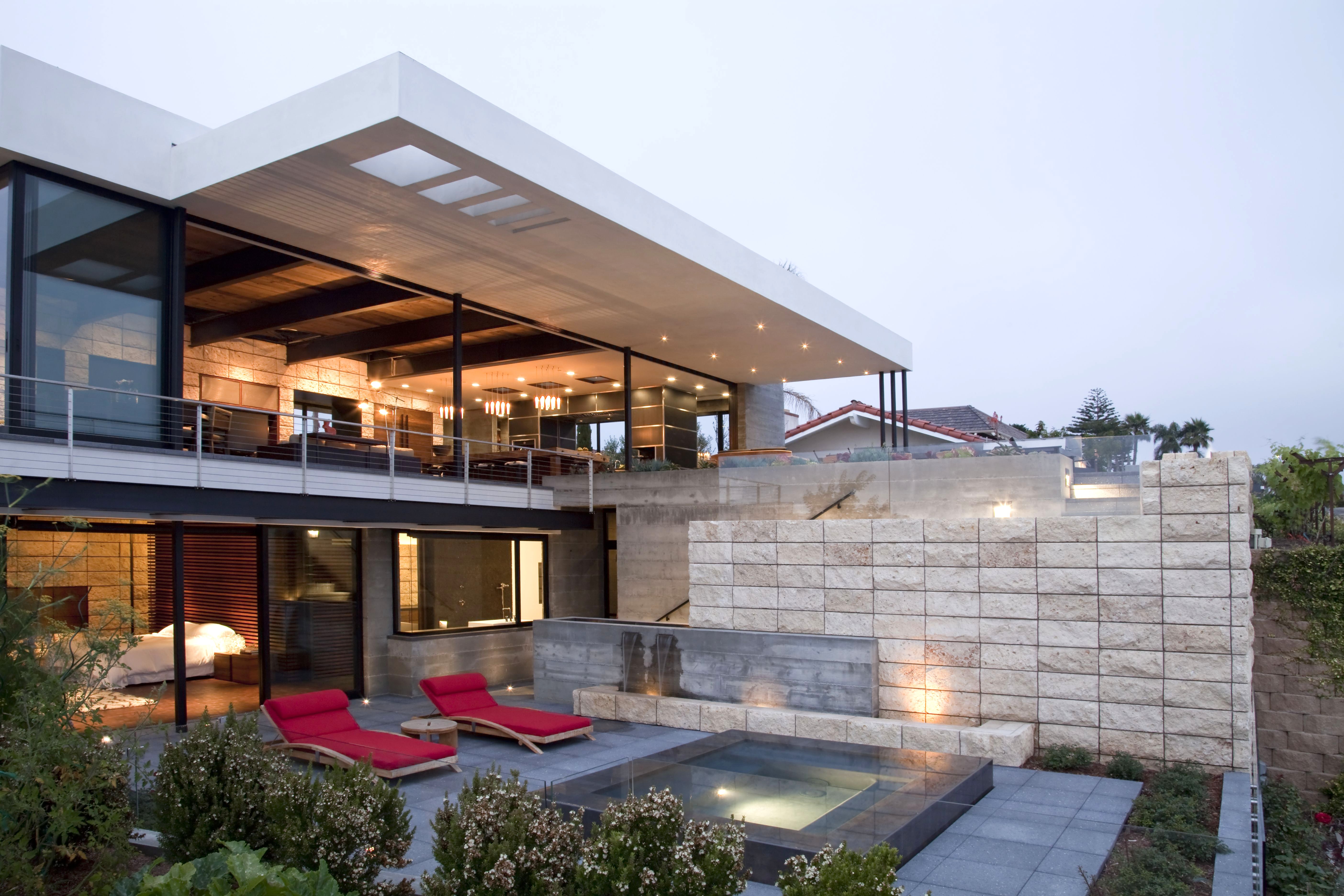 Newport Beach luxury residence exterior dusk pool