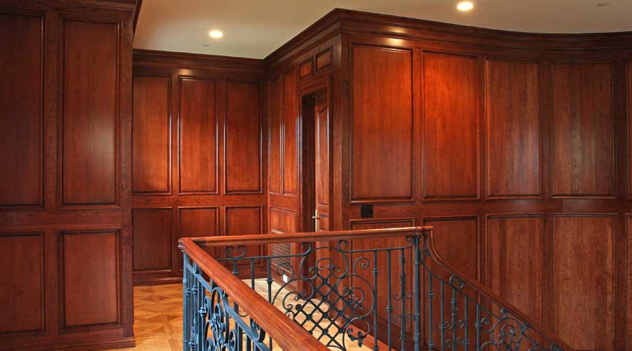 Custom shabby chic built-in cabinetry with aged patina finish and decorative detailing, Laguna Beach