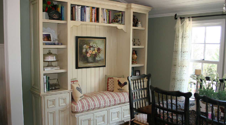 Custom antique built-in cabinetry with period hardware and traditional joinery, Corona del Mar